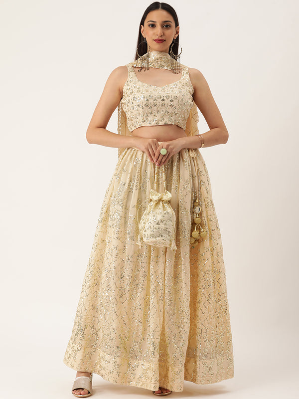 Georgette Embellished with Sequins Embroidered Work Lehenga choli
