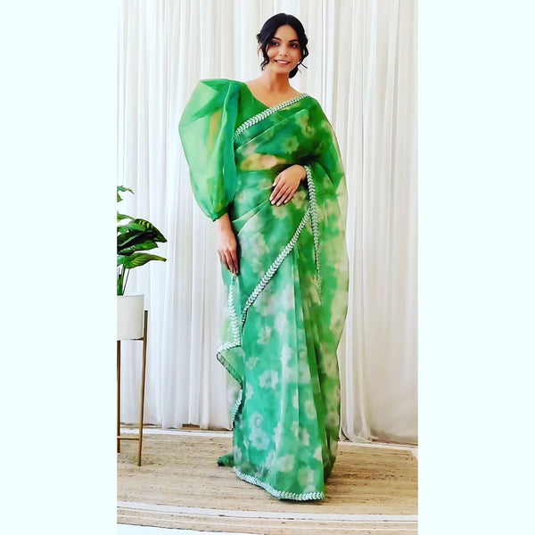 Presenting New Luxurious Organza Floral Designer Saree With Exclusive Blouse