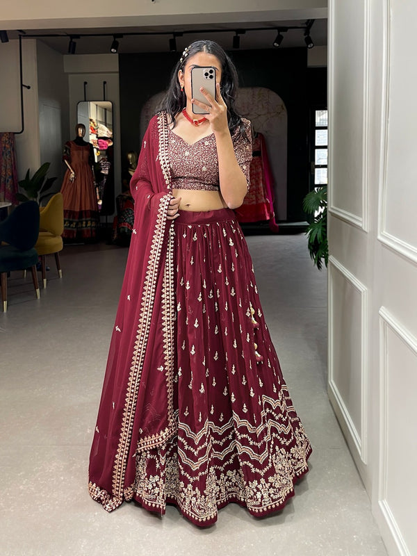 Elevate your beauty with this stunning sequins work lehenga with prettiest embroidery work