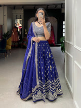 Elevate your beauty with this stunning sequins work lehenga with prettiest embroidery work