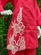 Presenting pure cotton co-ord set with exclusive embroidery work