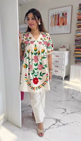 DESIGNER HEAVY COTTON WITH THREAD EMBROIDERY WORK TOP WITH PANT