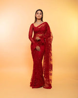 Presenting New Designer Saree With Embroidery And Sequence Work