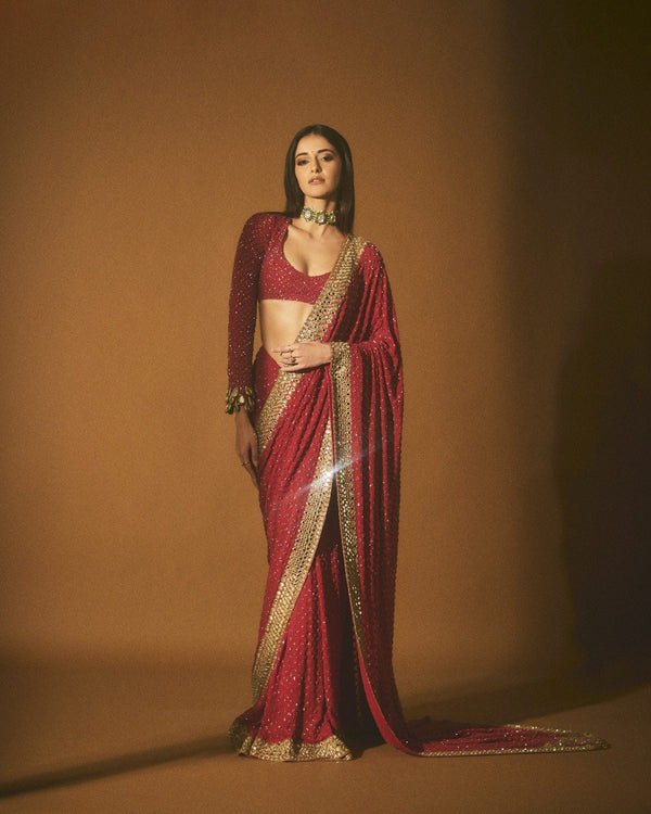 Presenting pure faux georgette designer saree with premium embroidery and sequence work
