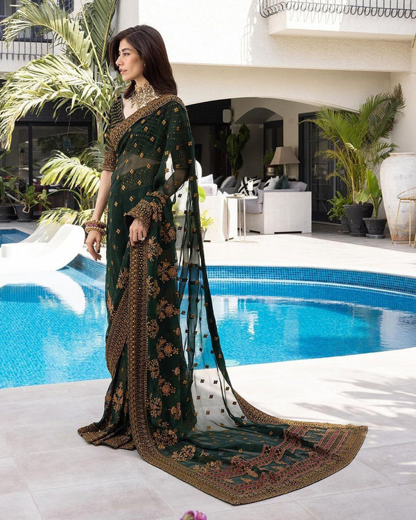 PRESENTING EXCLUSIVE GRORGETTE DESIGNER SAREE WITH LUXURIOUS BLOUSE