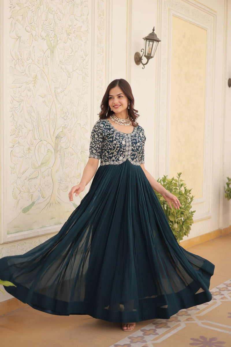 PRESENTING NEW FAUX BLOOMING GOWN WITH EXCLUSIVE ZARI WORK