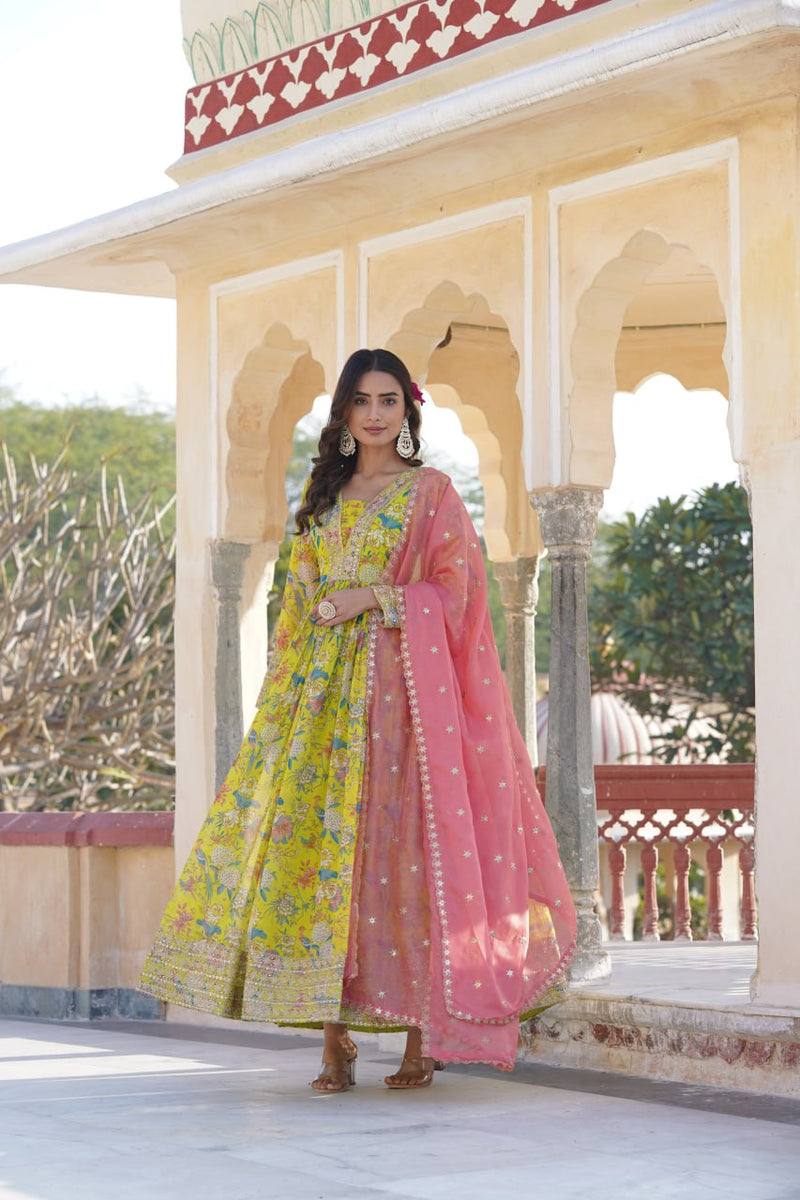 PREMIUM READYMADE GOWN WITH DUPATTA SET WITH EXCLUSIVE SEQUINS WORK