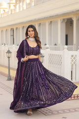 Without Blink Select this Designer Lehenga collection Made with Faux Blooming With Sequins And thread Embroidered work Lehenga Choli with Dupatta