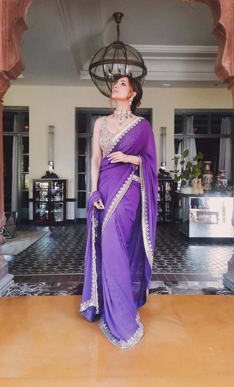 PRESENTING EXCLUSIVE GEORGETTE DESIGNER SAREE STARING MALAIKA ARORA