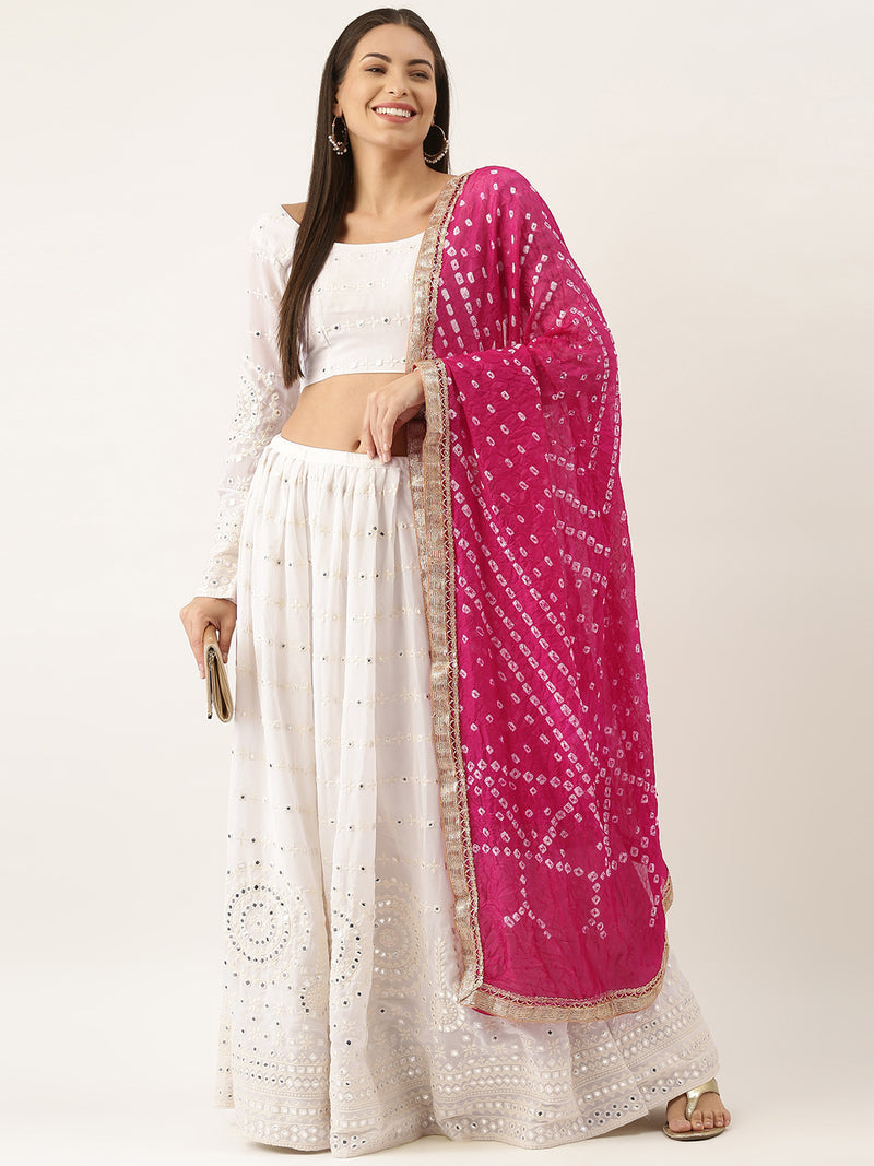 Georgette beautifully decorated with Lucknowi Paper Mirror Work Lehenga choli