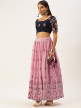Georgette embellished with paper mirror and thread embroidery work Lehenga Choli