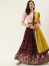 Georgette Sequins &amp; thread embroidered Lehenga Choli