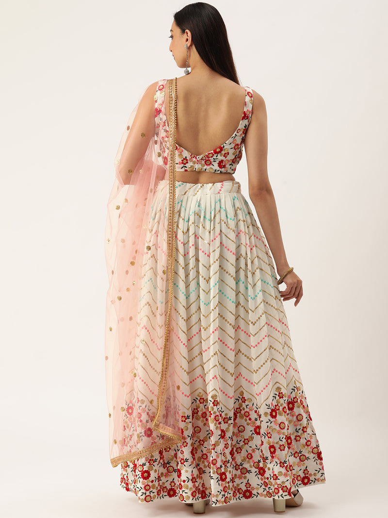 Georgette embellished in sequins and thread floral work Lehenga Choli