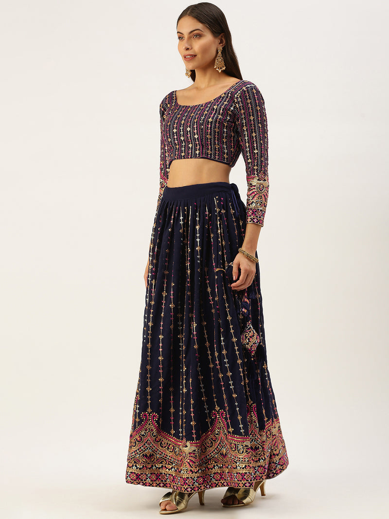 Georgette embellished with sequins and thread embroidery Lehenga Choli
