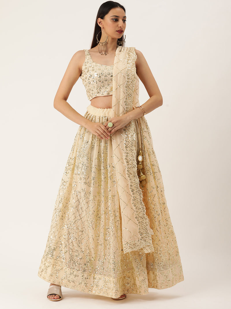 Georgette Embellished with Sequins Embroidered Work Lehenga choli