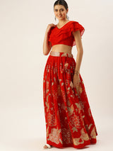 Georgette beautifully designed with thread and sequins embroidery work Fancy Top with lehenga