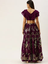 Georgette beautifully designed with thread and sequins embroidery work Fancy Top with lehenga
