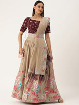 Georgette embellished with thread and sequins embroidery work Lehenga choli