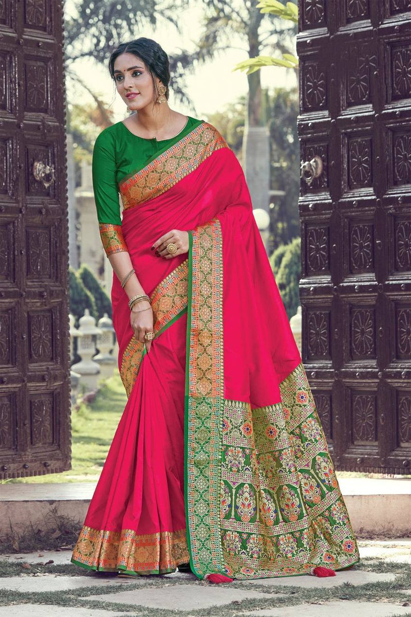 Soft Kanjivaram  silk saree with Beautiful zari weaving Border & Rich Pallu