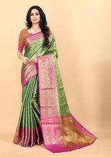 Pure Banarasi Saree With Rich Zari Wooven Pallu n Rich Zari Wooven Border With weawing  Design all over the Saree