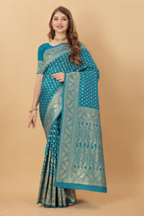 Pure Kanchipuram Silk saree with Rich zari Pallu & Patli style with Weawing  Border Saree
