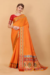 Soft Kanjivaram  silk saree with Beautiful zari weaving Border & Rich Pallu Saree