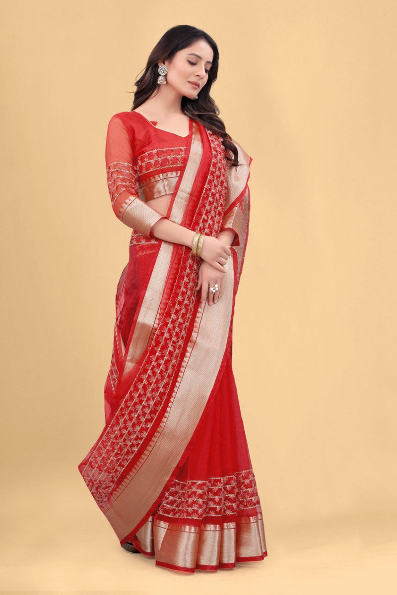 WEAVED WITH PURE YARN A SMOOTH SUPRIMA ORGANZA SILK SAREE