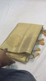 Original Tissue Silk Sarees with Zari Weaving all over having Mango Border having Chit Pallu with Jhalar