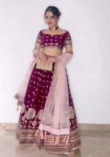 DESIGNER FAUX GEORGETTE LEHENGA CHOLI WITH LUSHES OF SEQUENCE AND EMBROIDERY