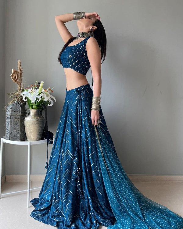 PRESENTING BEAUTIFUL FAUX GEORGETTE LEHENGA CHOLI WITH LUSHES OF EMBROIDERY